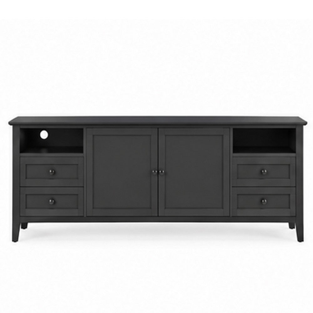 Gemma TV St& Entertainment Console | Doors & Drawers | Black Wood 84"