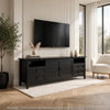 Gemma TV St& Entertainment Console | Doors & Drawers | Black Wood 84"