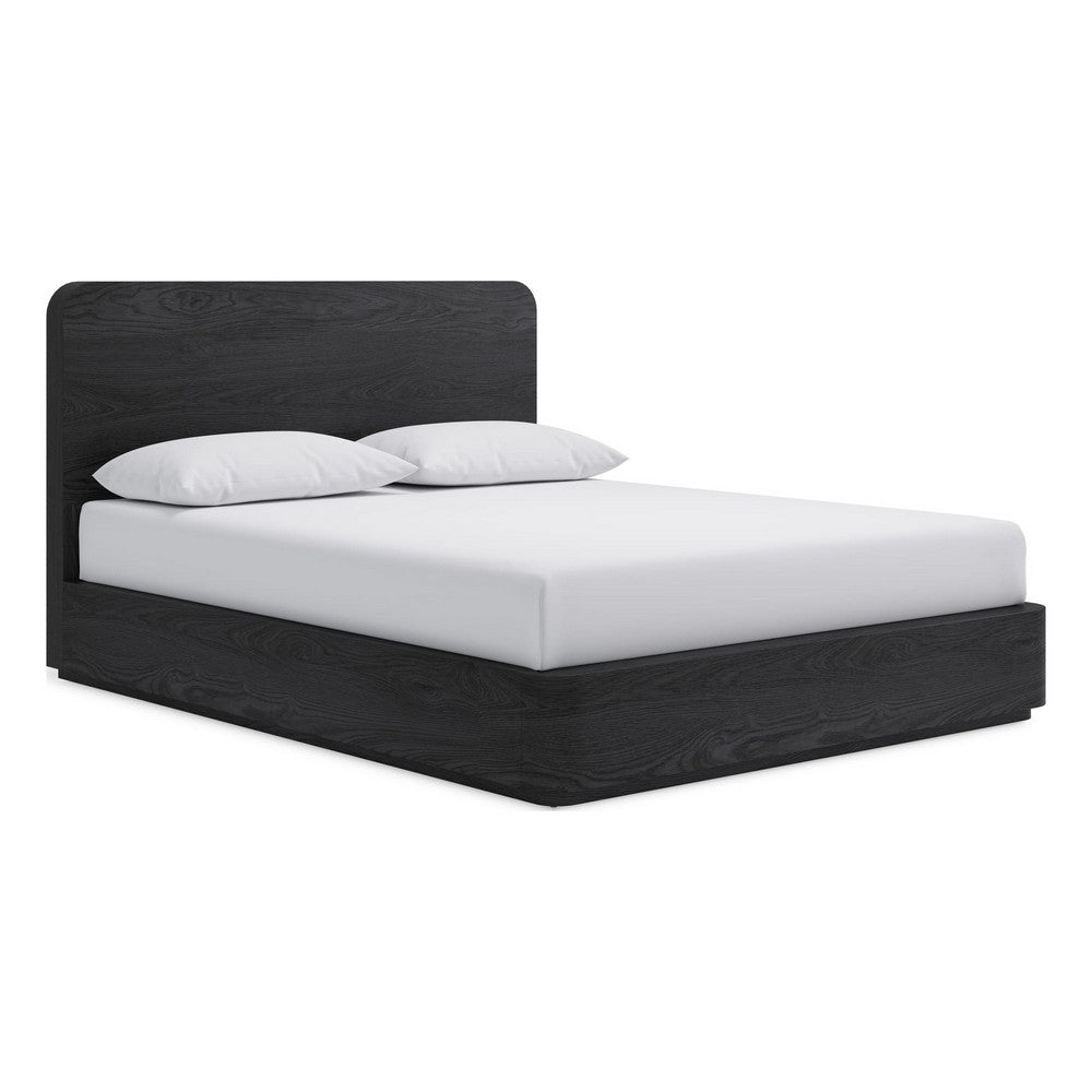 Enola King Platform Bed | Waterfall Edges | Jet Black Ash-Mahogany Wood