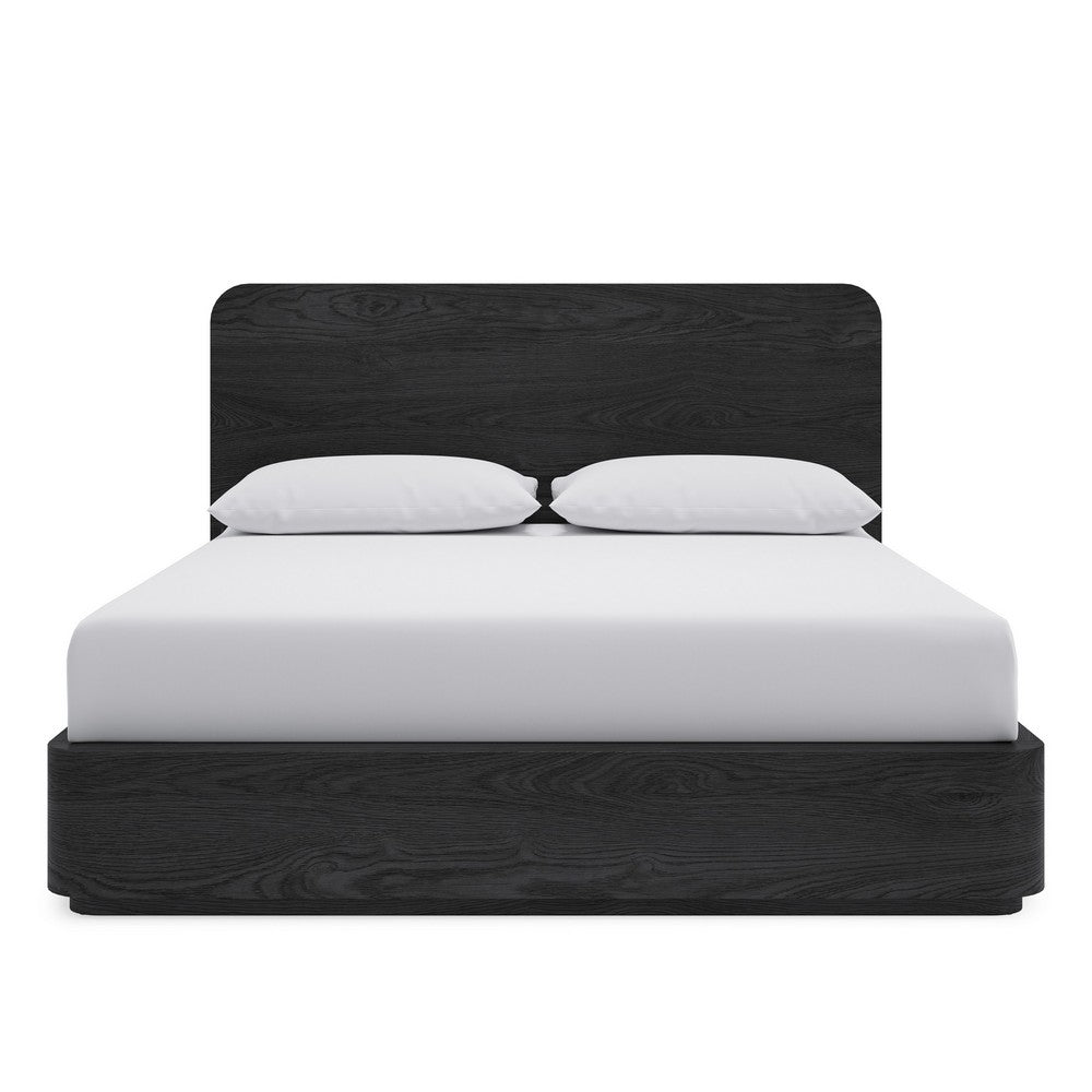 Enola King Platform Bed | Waterfall Edges | Jet Black Ash-Mahogany Wood