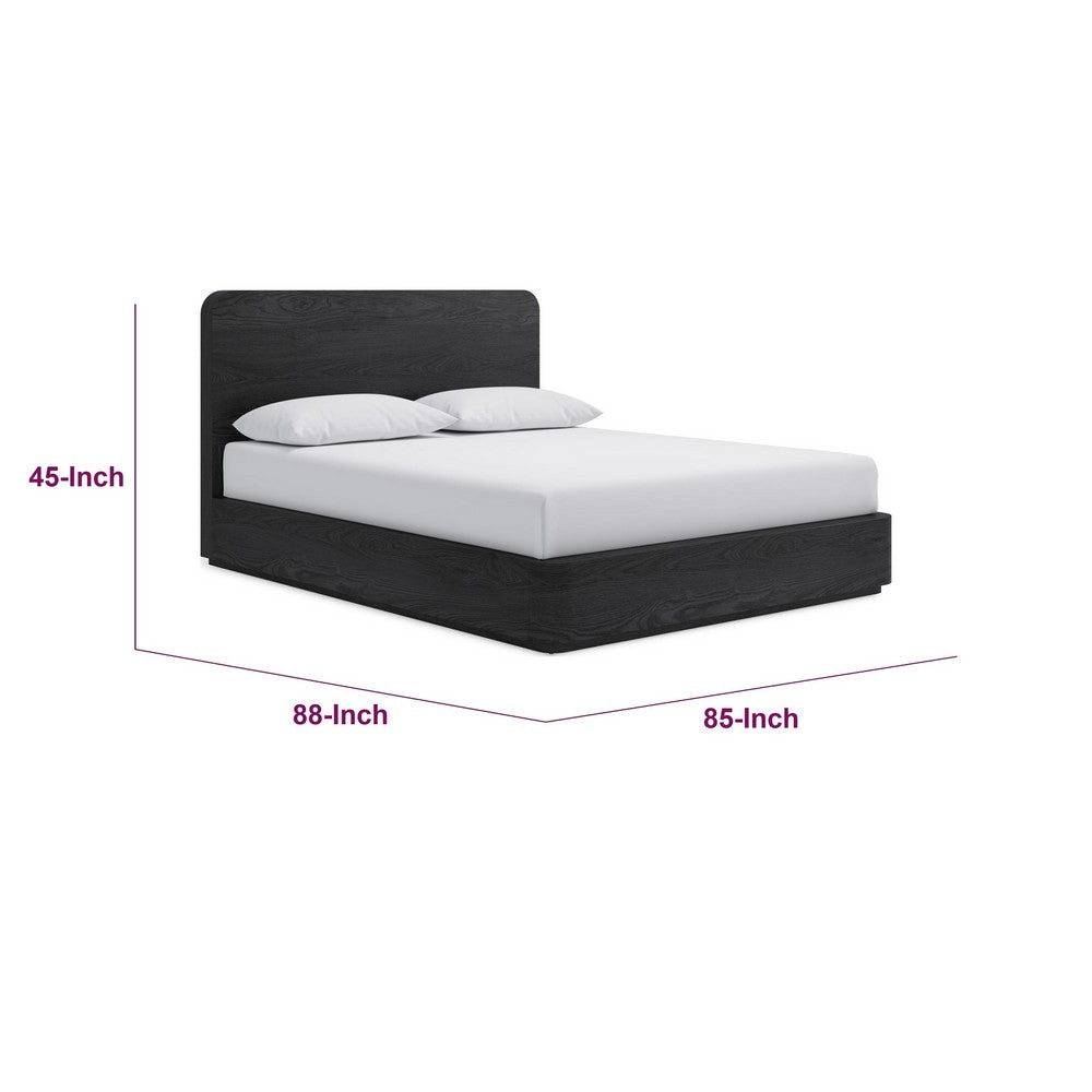 Enola King Platform Bed | Waterfall Edges | Jet Black Ash-Mahogany Wood