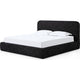 Elona Queen Platform Bed | Waterfall Edges | Black Chenille Fabric
