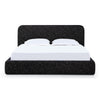 Elona Queen Platform Bed | Waterfall Edges | Black Chenille Fabric