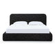 Elona Queen Platform Bed | Waterfall Edges | Black Chenille Fabric