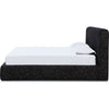 Elona Queen Platform Bed | Waterfall Edges | Black Chenille Fabric