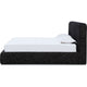 Elona Queen Platform Bed | Waterfall Edges | Black Chenille Fabric