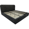 Elona Queen Platform Bed | Waterfall Edges | Black Chenille Fabric