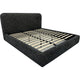 Elona Queen Platform Bed | Waterfall Edges | Black Chenille Fabric
