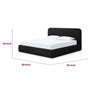 Elona Queen Platform Bed | Waterfall Edges | Black Chenille Fabric