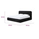Elona Queen Platform Bed | Waterfall Edges | Black Chenille Fabric