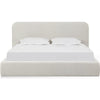 Elona Queen Platform Bed | Waterfall Edges | Off-White Chenille Fabric