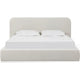 Elona Queen Platform Bed | Waterfall Edges | Off-White Chenille Fabric