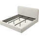 Elona Queen Platform Bed | Waterfall Edges | Off-White Chenille Fabric