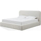 Elona Queen Platform Bed | Waterfall Edges | Off-White Chenille Fabric