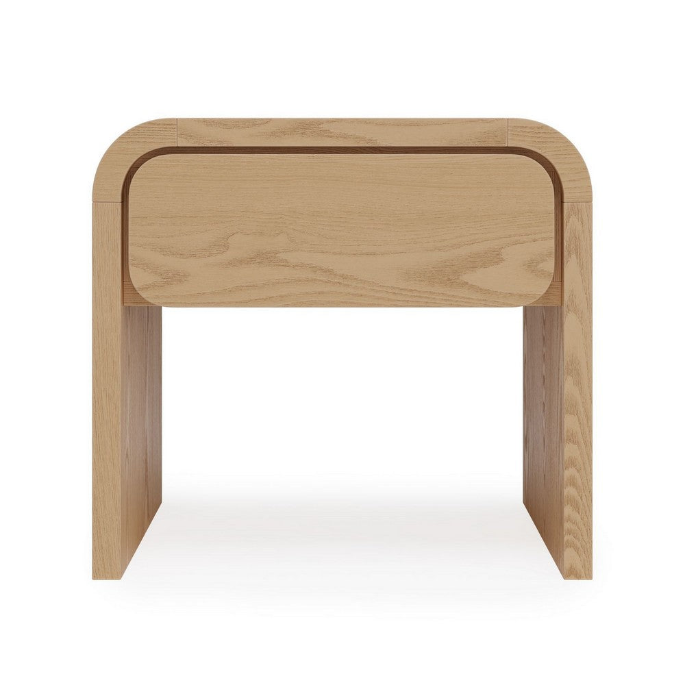 Enola Nightst& with Drawer | Rounded Edges | Timber Brown Solid Wood