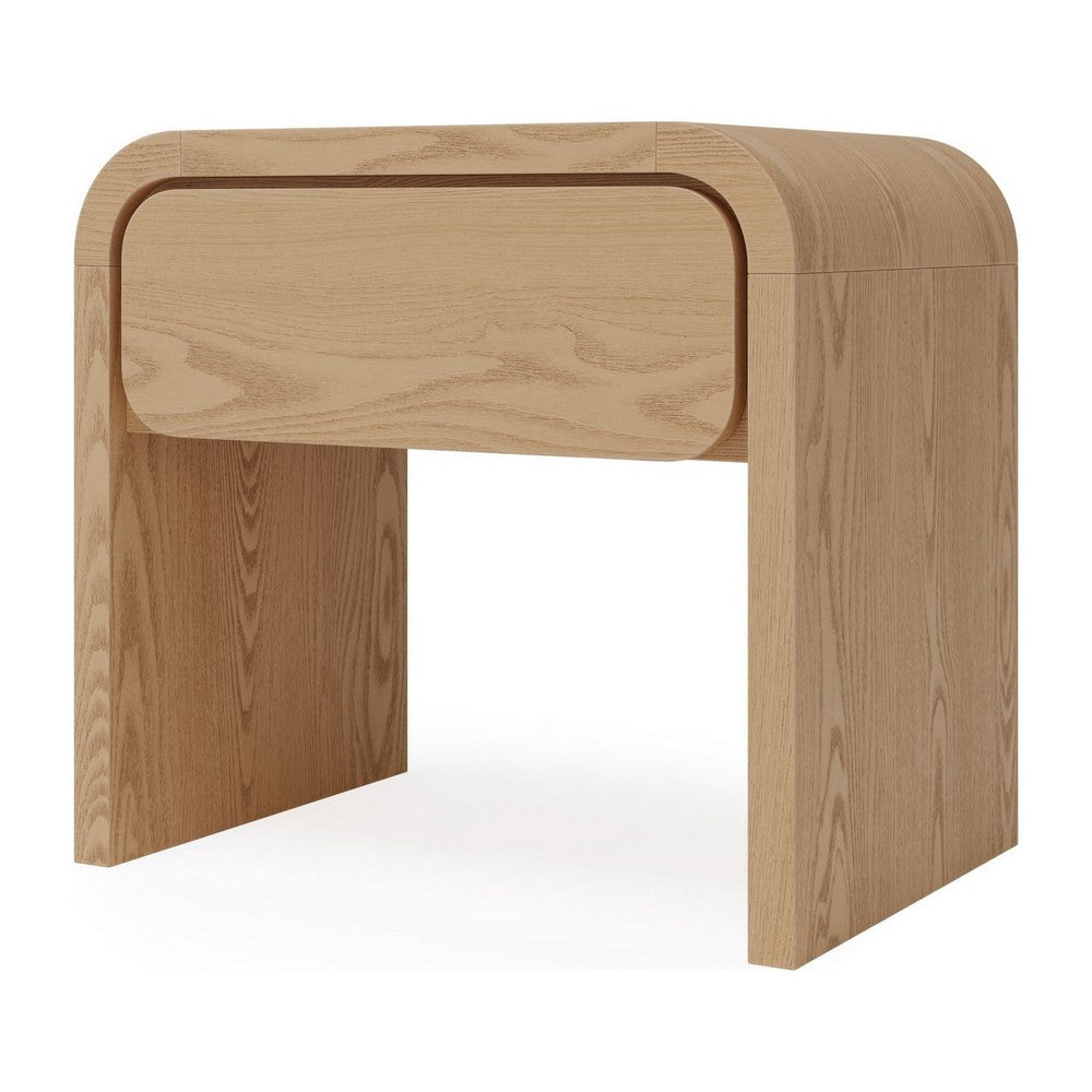 Enola Nightst& with Drawer | Rounded Edges | Timber Brown Solid Wood