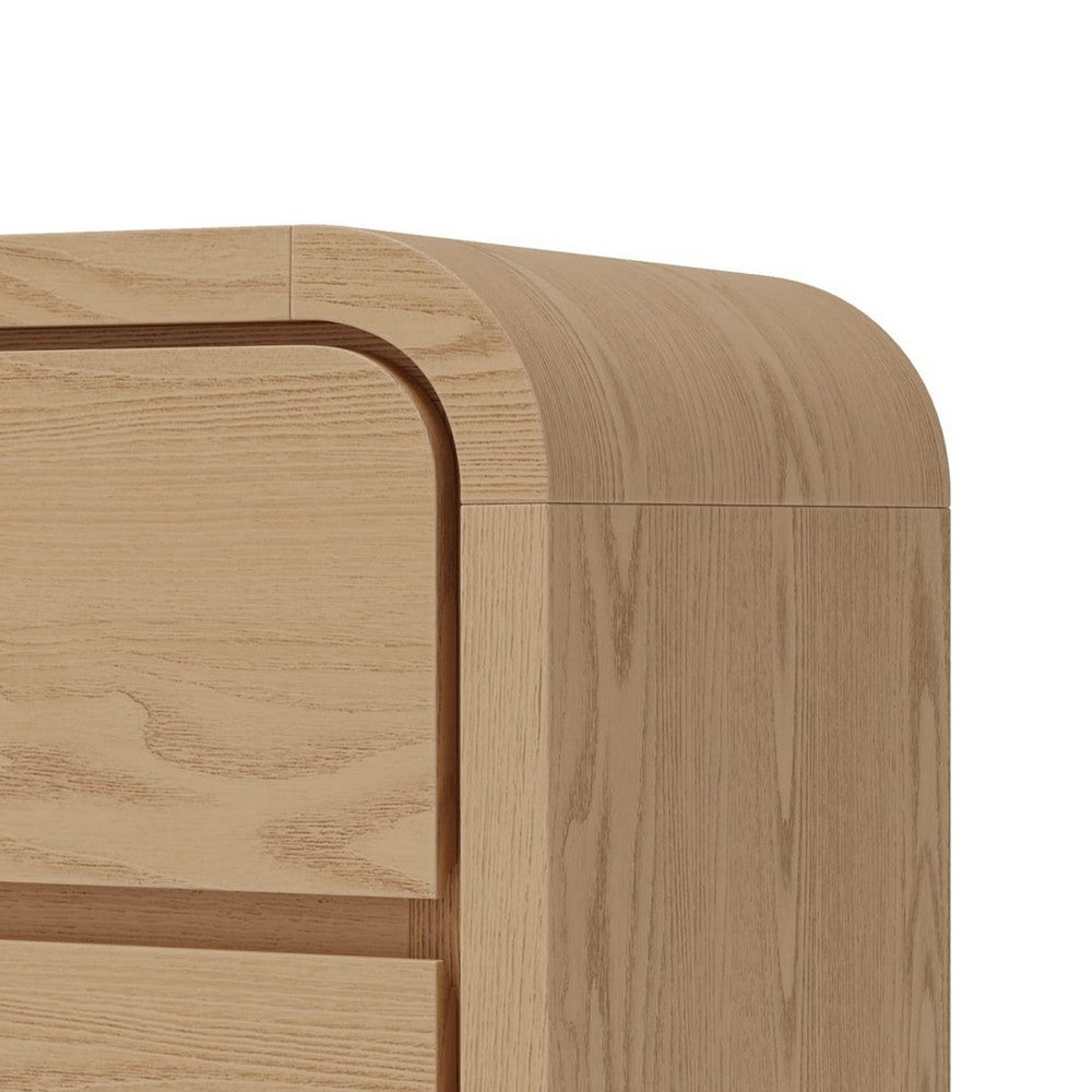 Enola Nightst& | 2 Drawers | Rounded Edges | Timber Brown Solid Wood