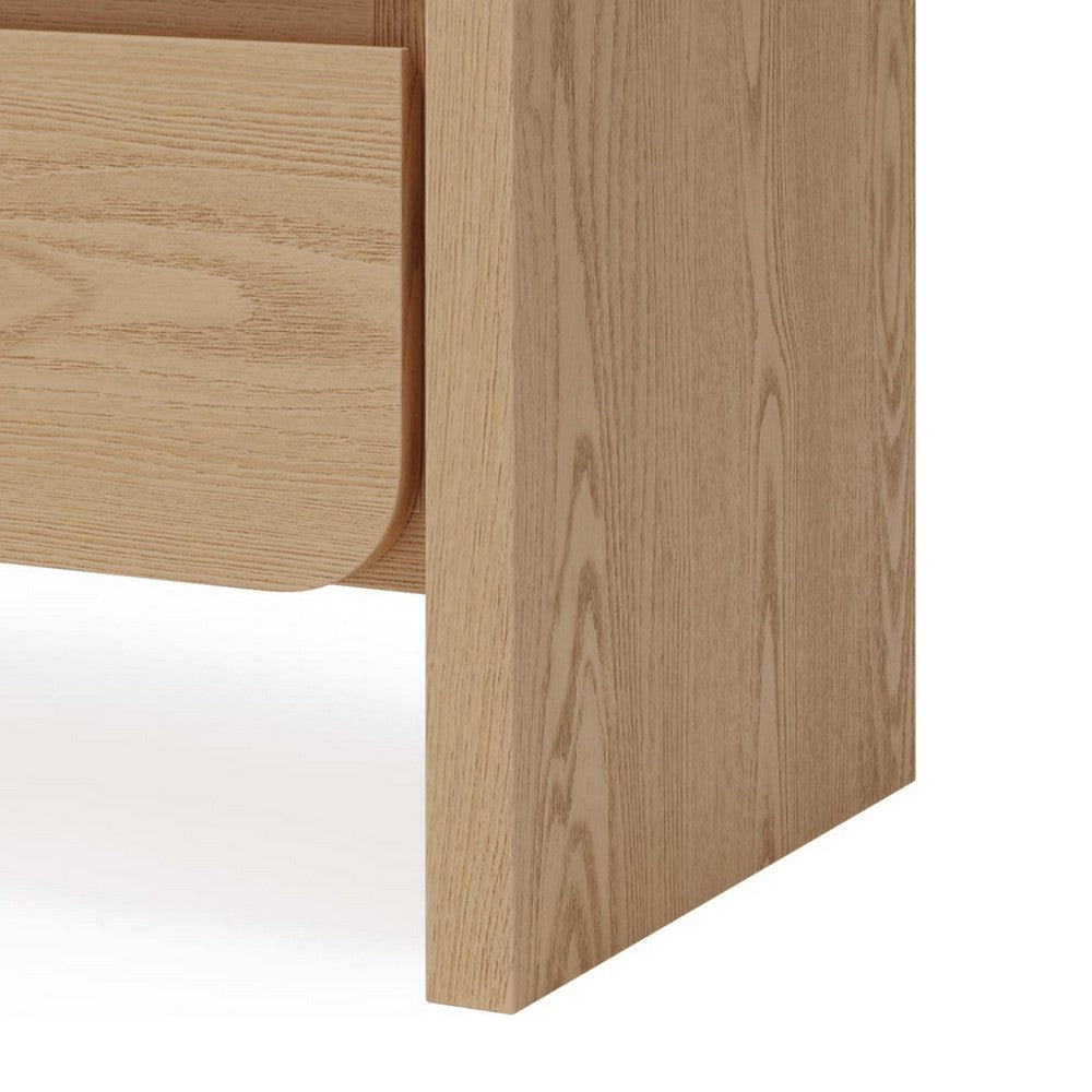 Enola Nightst& | 2 Drawers | Rounded Edges | Timber Brown Solid Wood