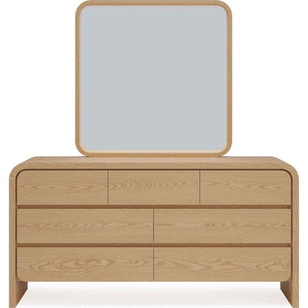 Enola Wide Dresser with 7 Drawers | Rounded Frame | Brown Wood