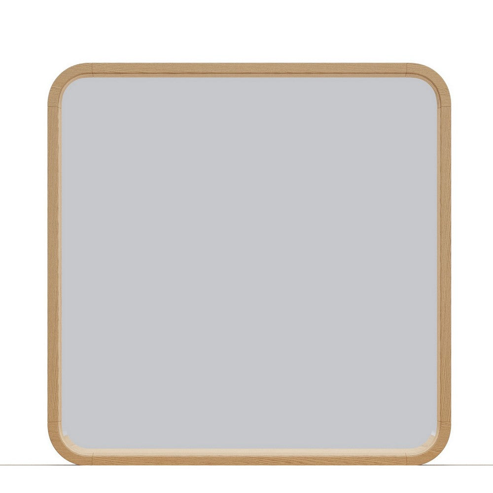 Enola Framed Dresser Mirror | Glass Panel | Timber Brown Meranti Wood 37x40