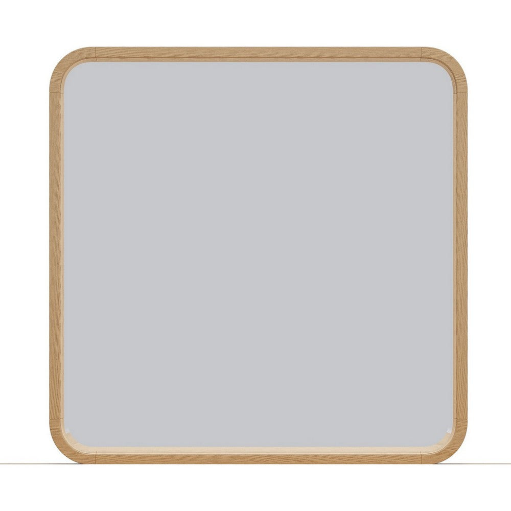 Enola Framed Dresser Mirror | Glass Panel | Timber Brown Meranti Wood 37x40