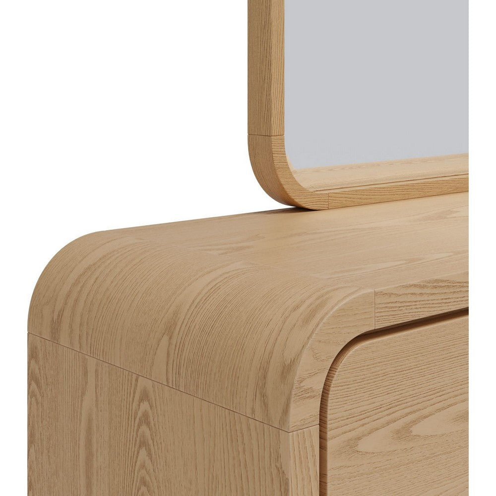 Enola Framed Dresser Mirror | Glass Panel | Timber Brown Meranti Wood 37x40