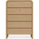 Enola Tall Dresser Chest with 5 Drawers | Rounded Frame | Brown Wood