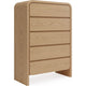 Enola Tall Dresser Chest with 5 Drawers | Rounded Frame | Brown Wood