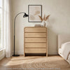 Enola Tall Dresser Chest with 5 Drawers | Rounded Frame | Brown Wood