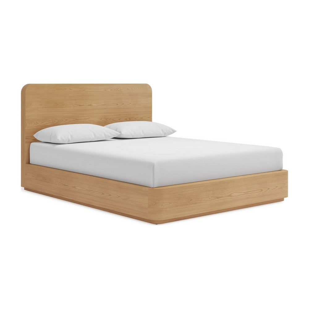 Enola Queen Bed with Slatted Platform | Timber Brown Ash-Meranti Wood