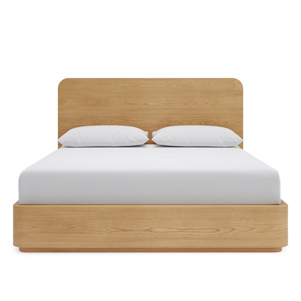 Enola Queen Bed with Slatted Platform | Timber Brown Ash-Meranti Wood