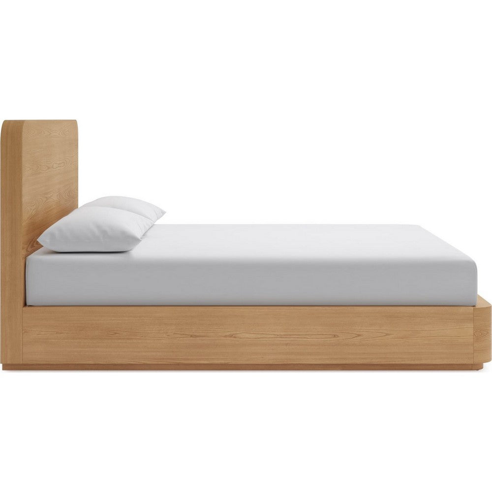 Enola Queen Bed with Slatted Platform | Timber Brown Ash-Meranti Wood