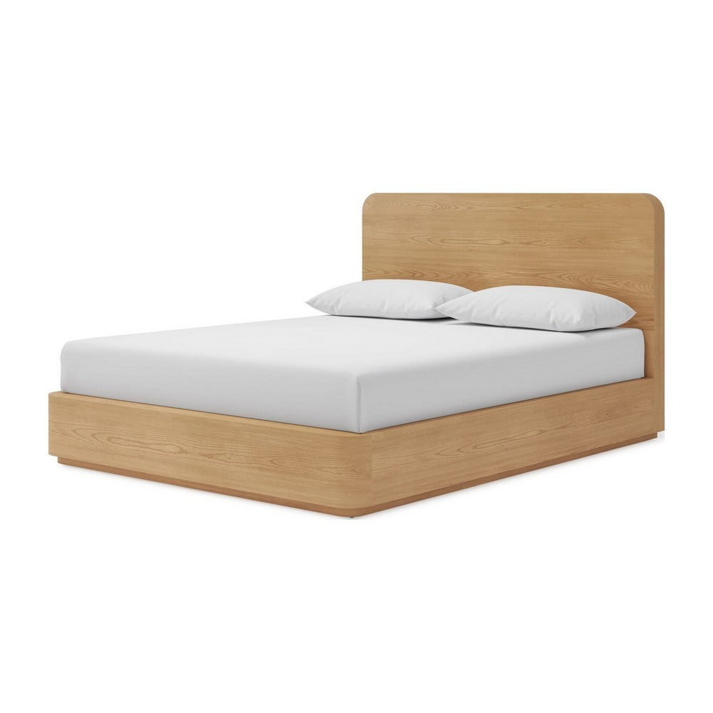 Enola Queen Bed with Slatted Platform | Timber Brown Ash-Meranti Wood