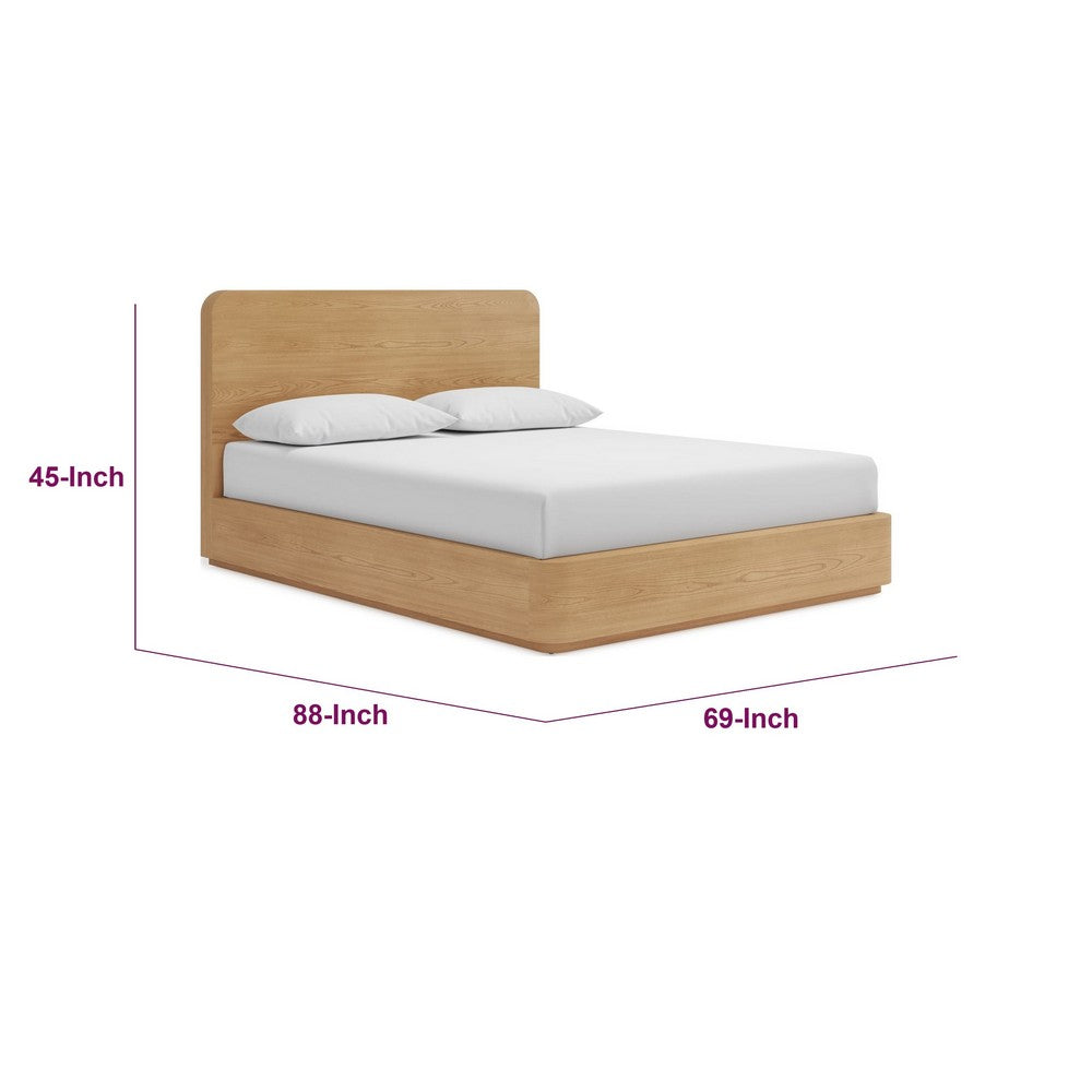 Enola Queen Bed with Slatted Platform | Timber Brown Ash-Meranti Wood