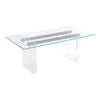 Moona Dining Table | Double Pedestal | Bronze Base | Clear Glass-Acrylic 80"