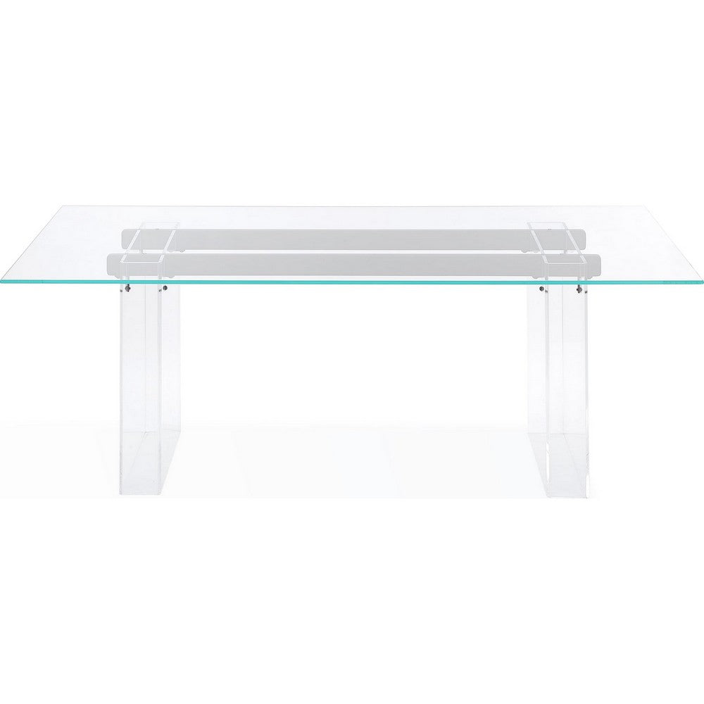 Moona Dining Table | Double Pedestal | Bronze Base | Clear Glass-Acrylic 80"