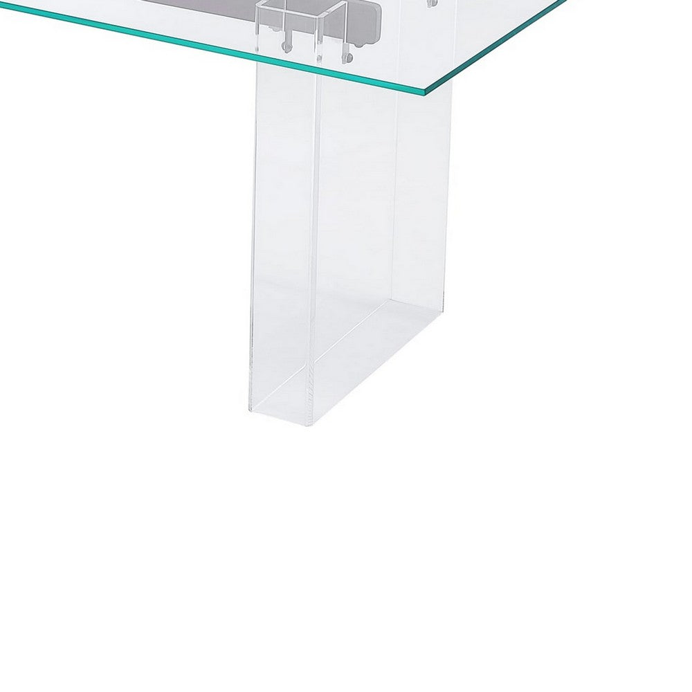 Moona Dining Table | Double Pedestal | Bronze Base | Clear Glass-Acrylic 80"