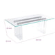 Moona Dining Table | Double Pedestal | Bronze Base | Clear Glass-Acrylic 80"
