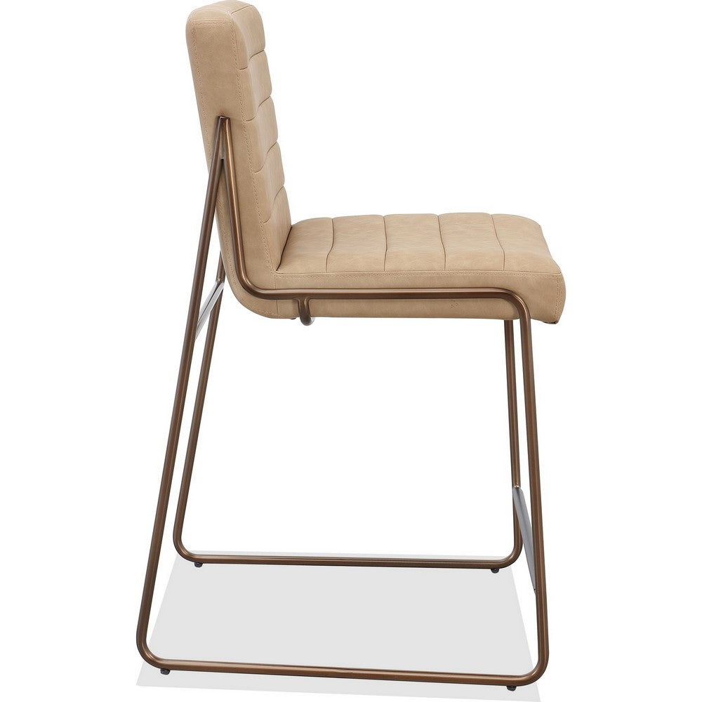 Maddy Counter Stool Chair | Bronze Tubular Metal Frame | Honey Faux Leather