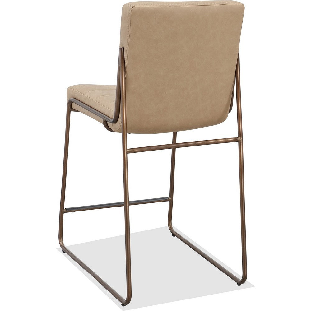 Maddy Counter Stool Chair | Bronze Tubular Metal Frame | Honey Faux Leather