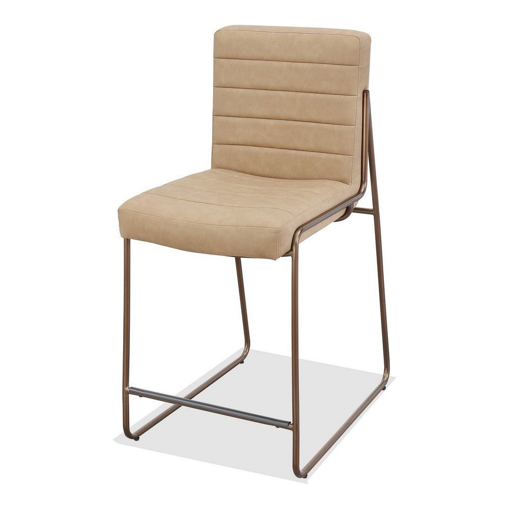 Maddy Counter Stool Chair | Bronze Tubular Metal Frame | Honey Faux Leather