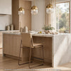 Maddy Counter Stool Chair | Bronze Tubular Metal Frame | Honey Faux Leather