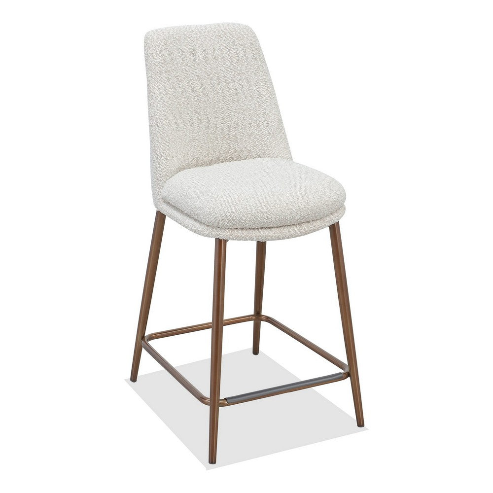 Wyatt Counter Stool Chair | Bronze Tubular Metal Frame | Ricotta Boucle Fabric