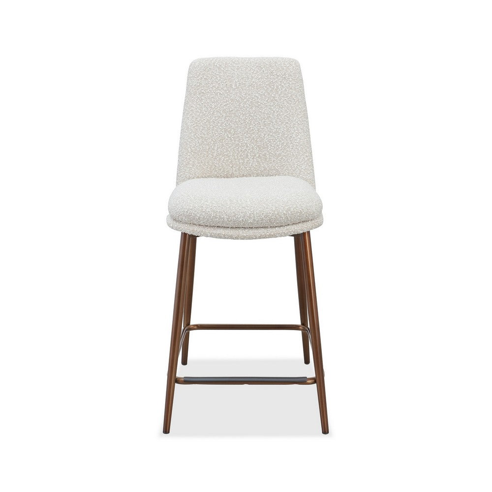 Wyatt Counter Stool Chair | Bronze Tubular Metal Frame | Ricotta Boucle Fabric