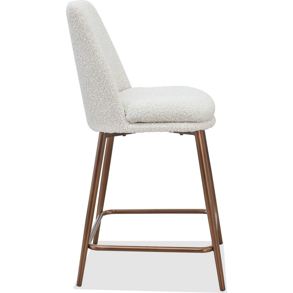 Wyatt Counter Stool Chair | Bronze Tubular Metal Frame | Ricotta Boucle Fabric