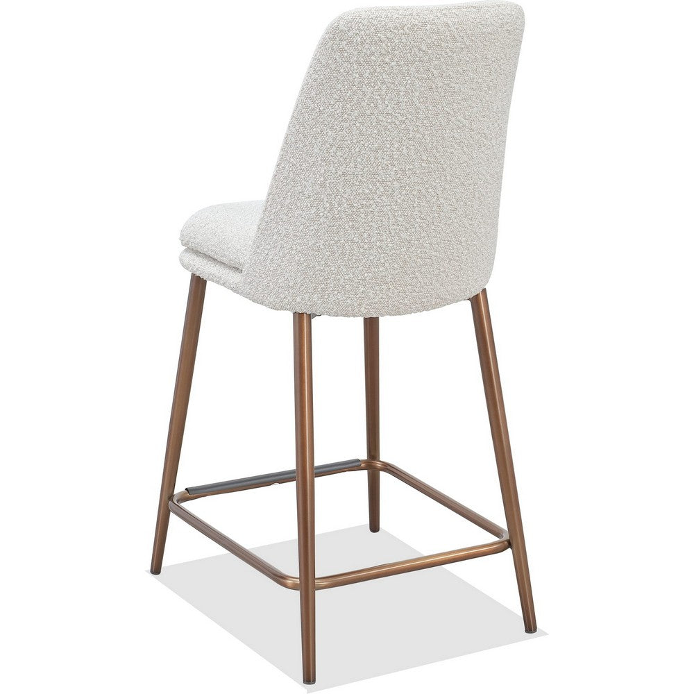 Wyatt Counter Stool Chair | Bronze Tubular Metal Frame | Ricotta Boucle Fabric