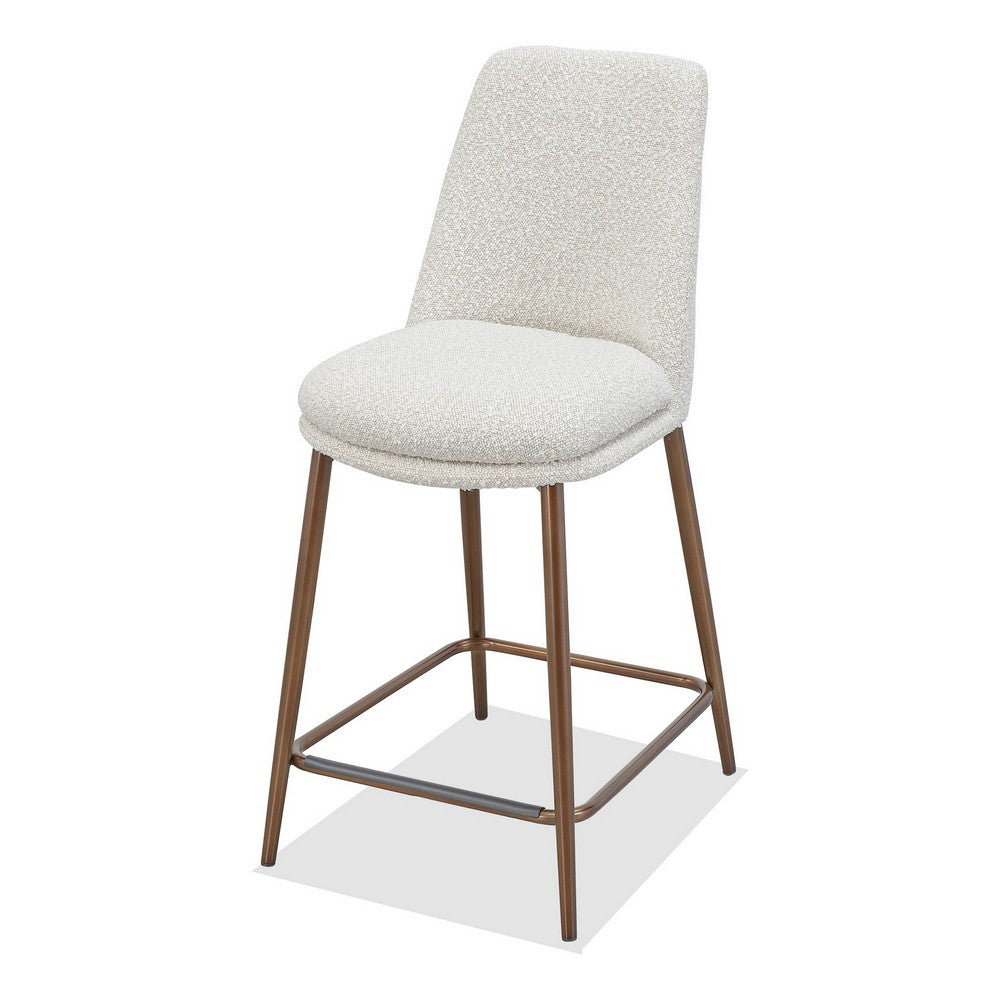 Wyatt Counter Stool Chair | Bronze Tubular Metal Frame | Ricotta Boucle Fabric