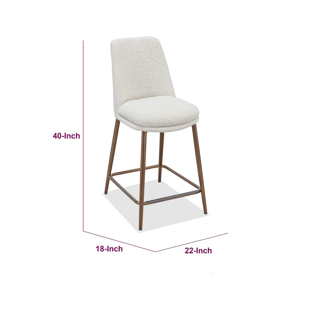 Wyatt Counter Stool Chair | Bronze Tubular Metal Frame | Ricotta Boucle Fabric