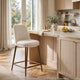 Wyatt Counter Stool Chair | Bronze Tubular Metal Frame | Ricotta Boucle Fabric