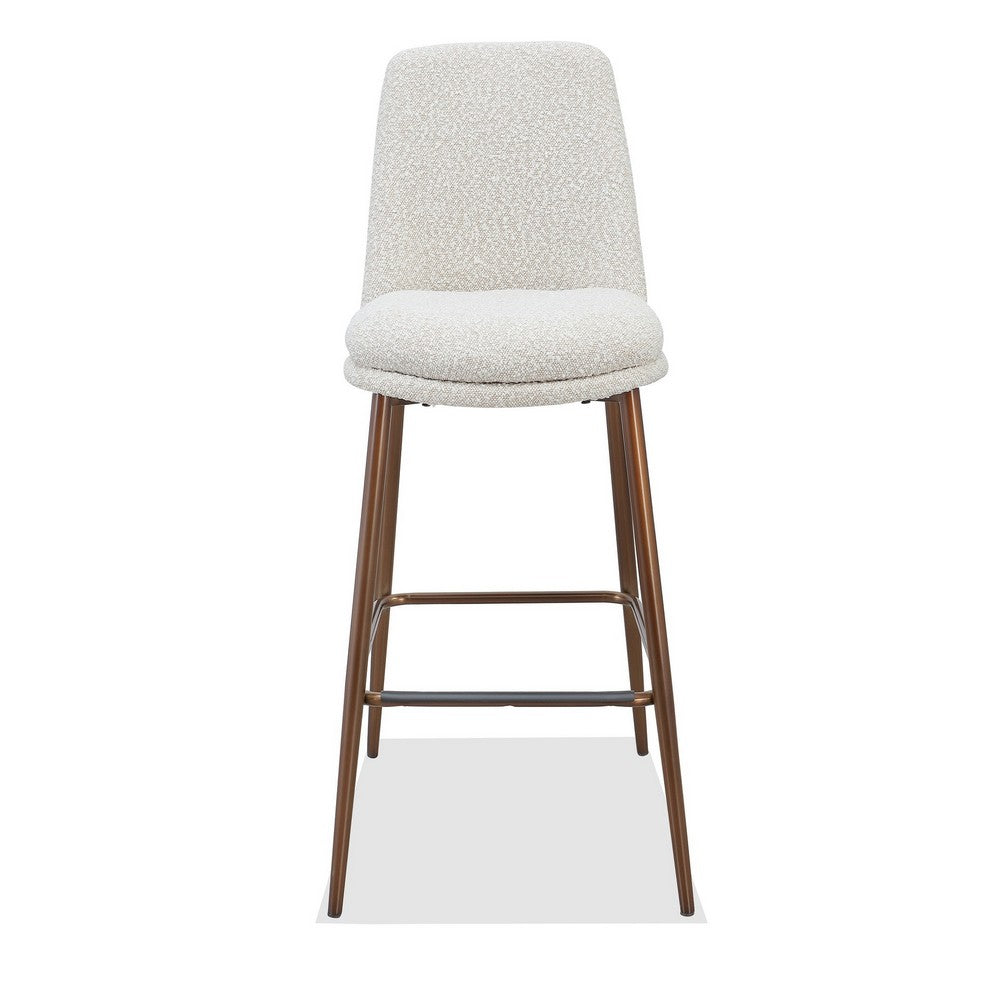 Wyatt Barstool Chair | Bronze Tubular Metal Frame | Ricotta Boucle Fabric